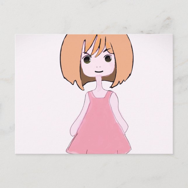 Postal Sonrisa tímida en rosa (Anverso)