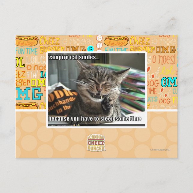 Postal sonrisas de gato vampiro (Anverso)