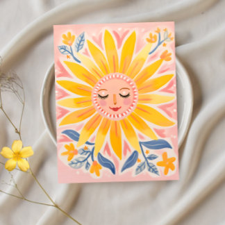 Postal Sonrisas soleadas: Whimsical Sunflower Postcard