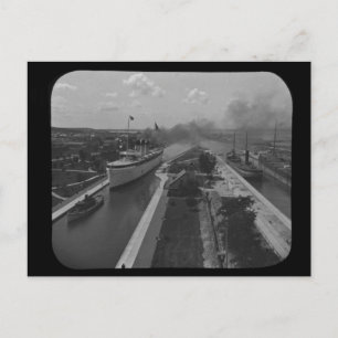 Postal Soo Locks Magic Lantern Slide B&W