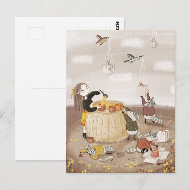 Postal Sopa festiva de Alexandra Dikaia (Anverso / Reverso)