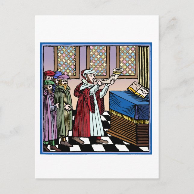 Postal Soplando El Shofar (Anverso)