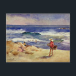 Postal Sorolla - Niño en la arena<br><div class="desc">Sorolla - Chico en la postal Sand. Impresionismo pintado por Joaquin Sorolla de un niño con camisa roja en la playa.</div>