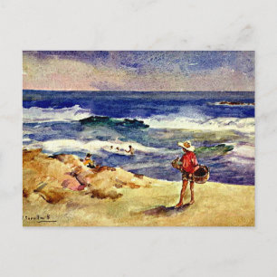 Postal Sorolla - Niño en la Arena, arte fino