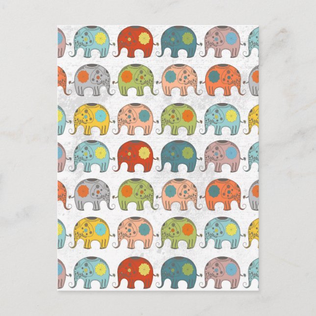 Postal Sorprendente lindo circo trendy elefante indio (Anverso)