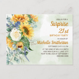 Postal Sorpresa 21 cumpleaños Sunflowers Eucalyptus