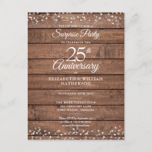 Postal Sorpresa 25 Aniversario Corazones de Plata Rústico