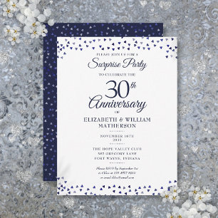 Postal Sorpresa 30º Aniversario de Boda Corazones Azules