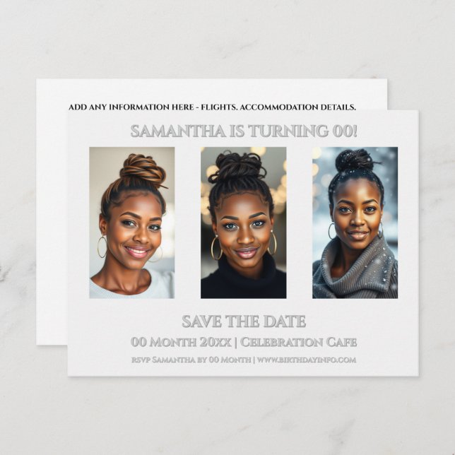 Postal Sorpresa de cumpleaños cualquier edad plantilla de (Anverso / Reverso)