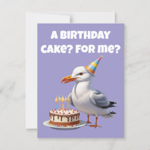 Postal Sorpresa de cumpleaños de gaviota: ¡Torta no segur
