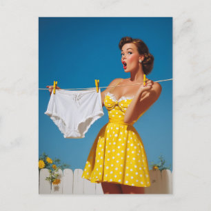 Postal Sorpresa juguetona de día de lavado retro