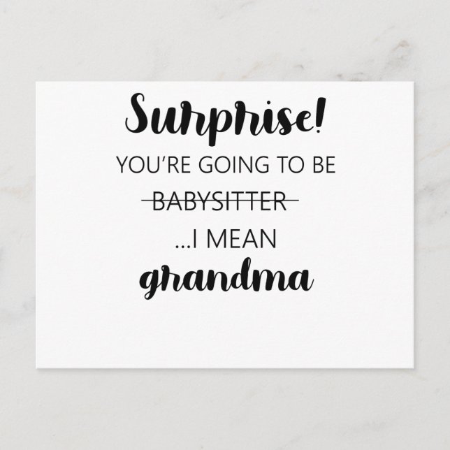 Postal Sorpresa, vas a ser abuela niñera (Anverso)