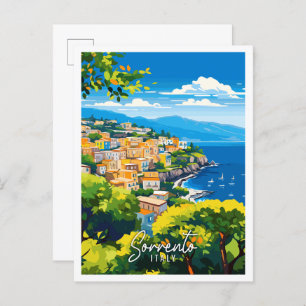 Postal Sorrento Italia ilustracion de viajes vintage