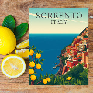 Postal Sorrento, Italia Lemons Travel Retro