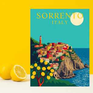 Postal Sorrento, Italia Limones Viaje Vintage