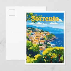 Postal Sorrento Italia Viaje Arte Ilustracion Vintage