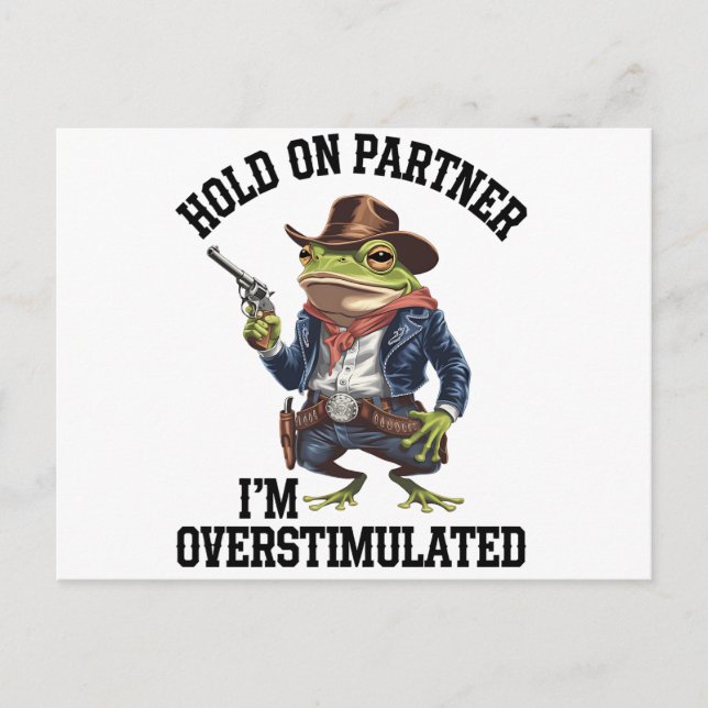 Postal Sostener a la pareja soy una rana de vaquero sobre (Anverso)