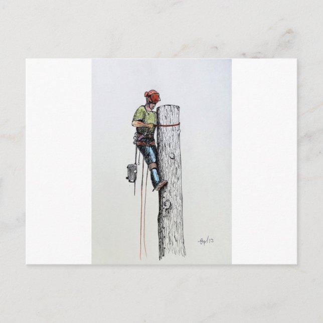 Postal Sostener a un cirujano de árbol apretado (Anverso)