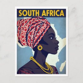 Postal South Africa Woman Portrait Retro Art
