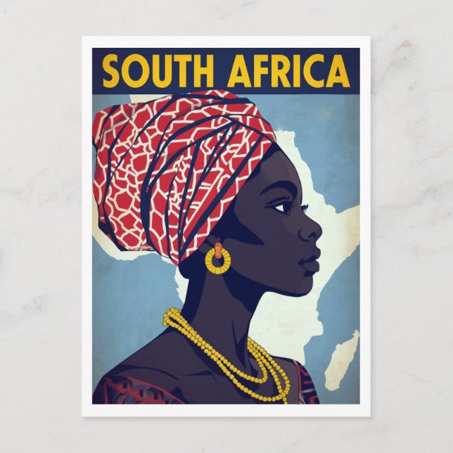 Postal South Africa Woman Portrait Retro Art (Anverso)