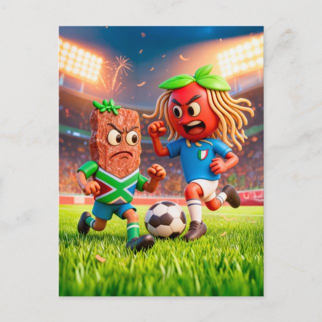 Postal South African biltong versus Italian spaghetti soc (Anverso)