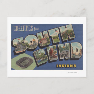 Postal South Bend, Indiana - Escenas de letras grandes