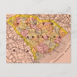 Postal South Carolina Colorful Map Postcard
