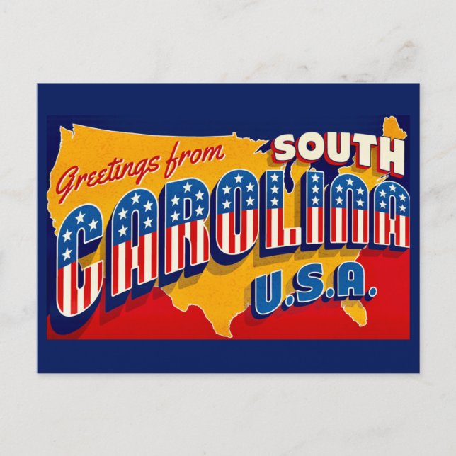 Postal South Carolina Patriotic Greeting Postcard (Anverso)