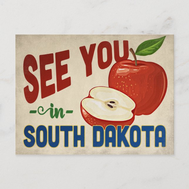 Postal South Dakota Apple - Viajes de época (Anverso)