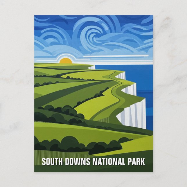 Postal South Downs Parque nacional Inglaterra Viajes (Anverso)