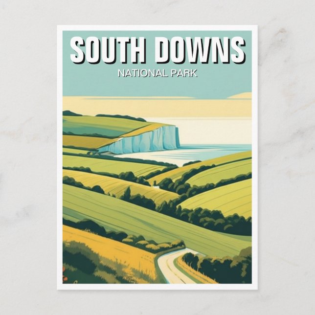 Postal South Downs Parque nacional Inglaterra Viajes (Anverso)