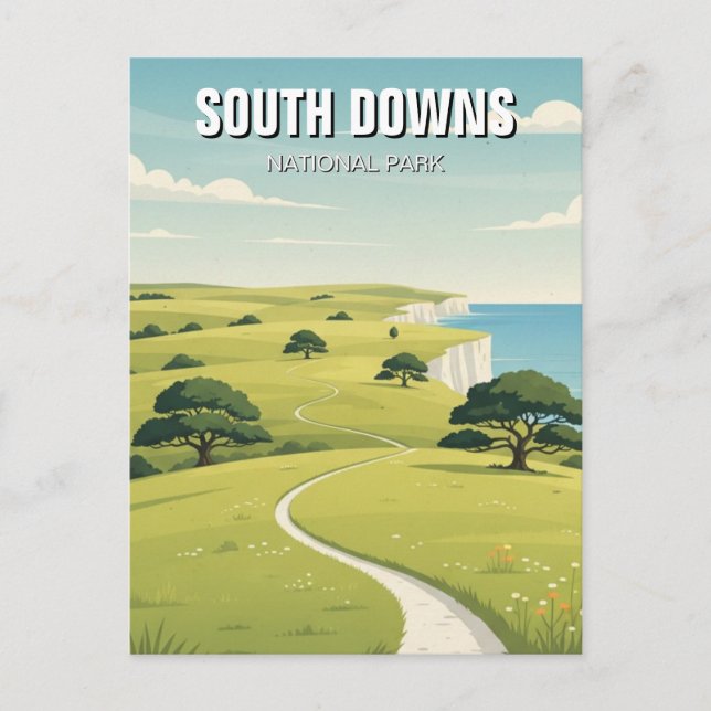 Postal South Downs Parque nacional Inglaterra Viajes (Anverso)