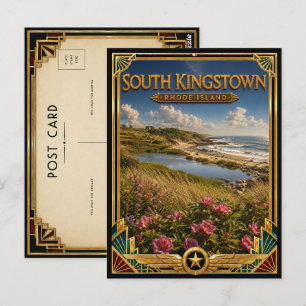 Postal South Kingstown Rhode Island Arte Deco Vintage Oro