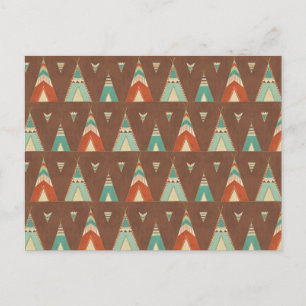 Postal Southwest Geo Step   Patrón Teal Teepee