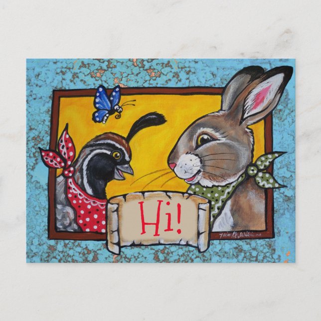 Postal Southwest Hi Hello Rabbit Quail Souvenir (Anverso)
