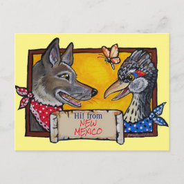 Postal Souvenir Coyote Roadrunner en el Suroeste de Nuevo