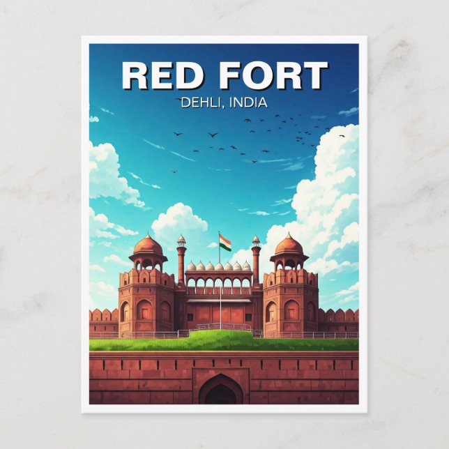 Postal Souvenir de viajes Red Fort Dehli India (Anverso)