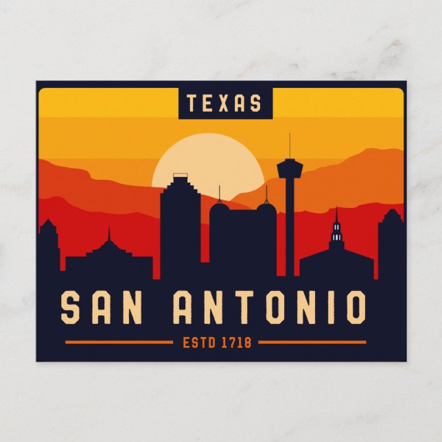 Postal Souvenir del paisaje urbano de San Antonio Texas (Anverso)