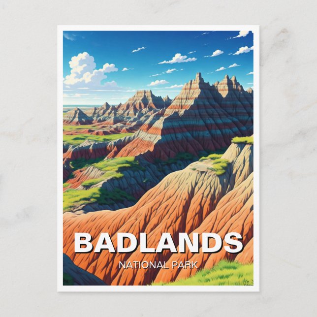 Postal Souvenir del parque nacional Badlands (Anverso)