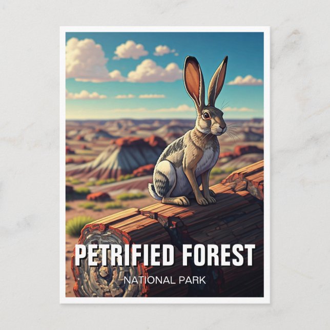 Postal Souvenir del Parque Nacional del Bosque Petrificad (Anverso)