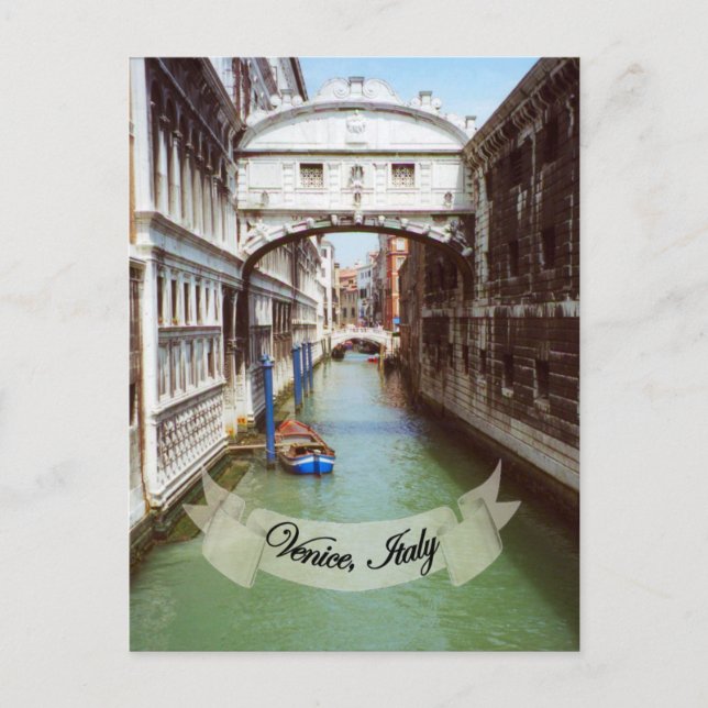 Postal Souvenir del Puente de Sighs de Venecia Italia (Anverso)