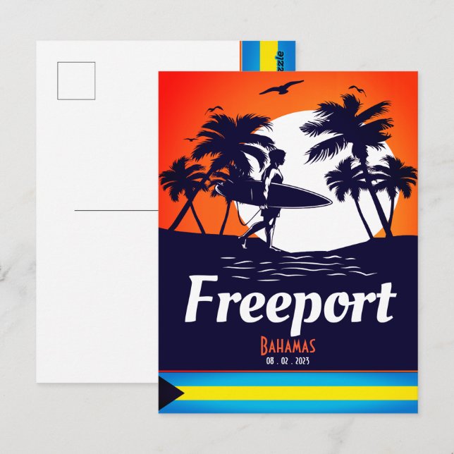 Postal Souvenirs de época de Freeport Bahamas (Anverso / Reverso)