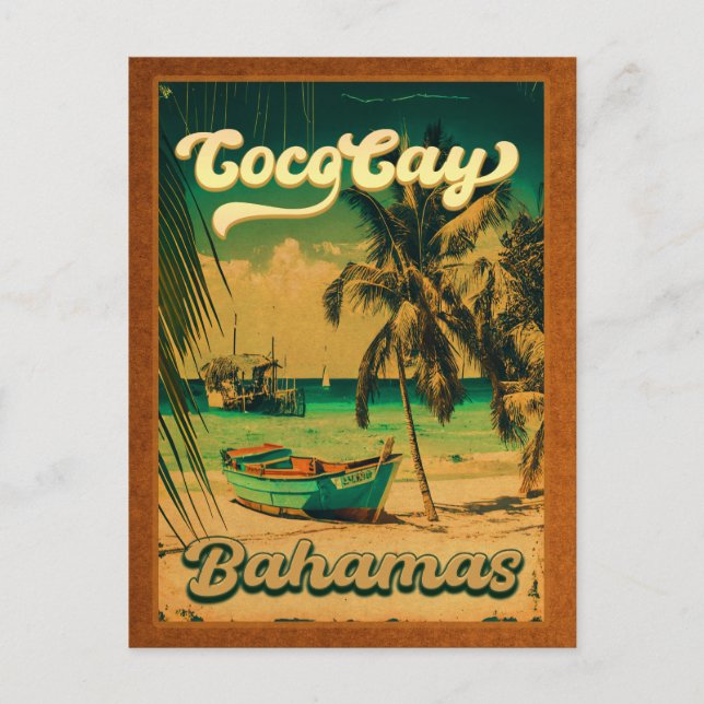 Postal Souvenirs de palmeras retro de las islas CocoCay B (Anverso)