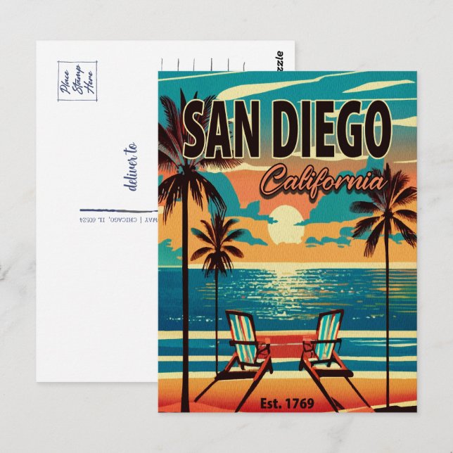 Postal Souvenirs de San Diego California Sunset de los añ (Anverso / Reverso)