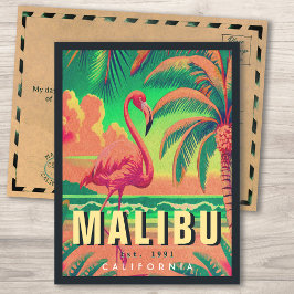 Postal Souvenirs Retro Flamingo de Malibu California en l