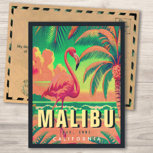 Postal Souvenirs Retro Flamingo de Malibu California en l