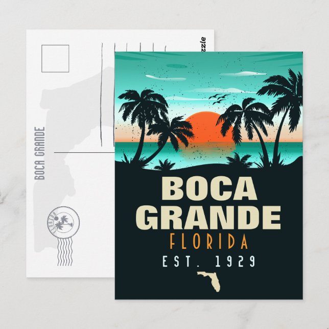 Postal Souvenirs Retro Sunset de Boca Grande Florida de l (Anverso / Reverso)