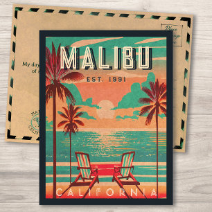 Postal Souvenirs Retro Sunset de Malibu California en los