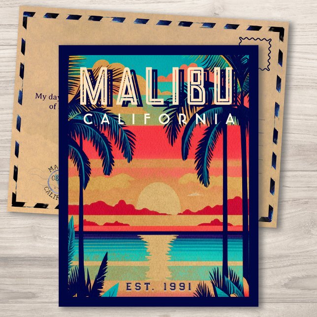 Postal Souvenirs Retro Sunset de Malibu California en los (Subido por el creador)