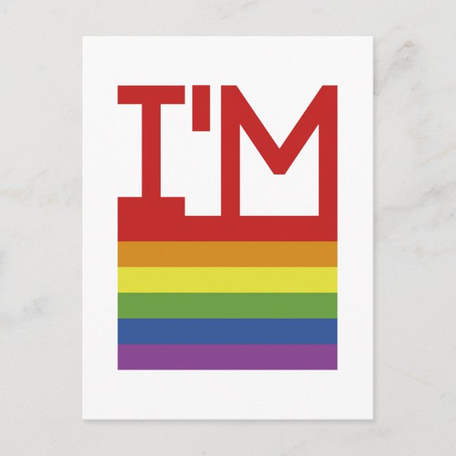 Postal Soy gay | Bandera arco iris (Anverso)